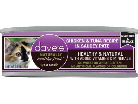 Dave s Cat Grain Free Saucey Chicken N Tuna 5.5oz. (Case of 24) Online Sale