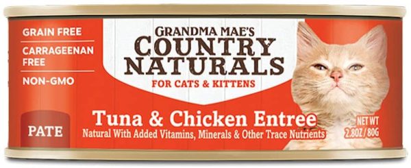 Grandma Mae s Country Naturals Grain Free Pate Wet Cat & Kitten Food Tuna & Chicken 24ea 2.8 oz, 24 pk Hot on Sale