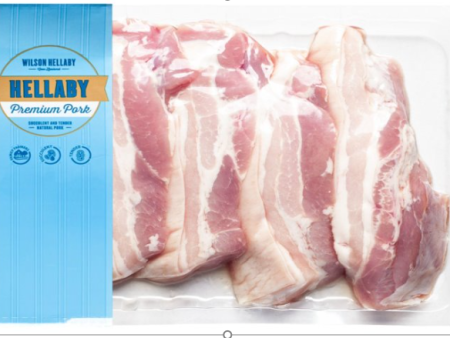 Hellaby PORK BELLY SLICES  
332gm-558gm  $17-$29 PER PACK 
 Price below per KG For Discount