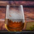 Deep Carved Shooting Star and Moon Stemless Wine Glass Online Sale