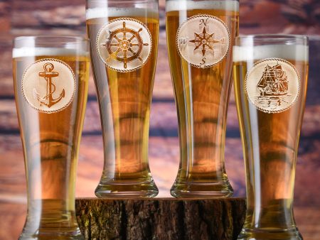 Nautical Pilsner Beer Glasses For Sale