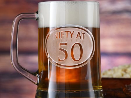 Engraved 50th Birthday Beer mug For Cheap