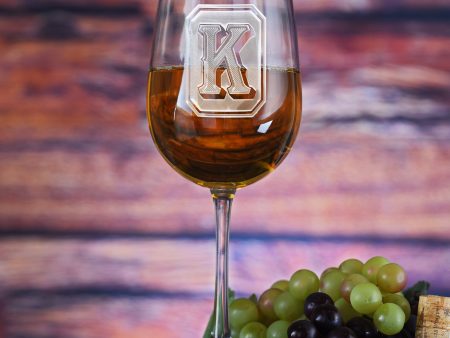 Monogram Full Emerald Design Wine Glass For Sale