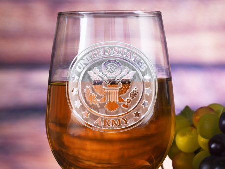 Engraved Army Stemless Wine Glasses Hot on Sale