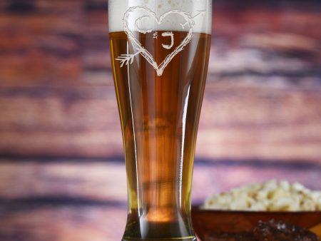 Pilsner Beer Glass, Heart and Arrow Hot on Sale