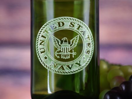 Navy Gift for Sailor, Engraved Green Wine Bottle Glass For Discount