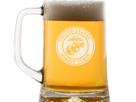 Laser Etched Marines Logo Beer Mugs Wholesale Discount