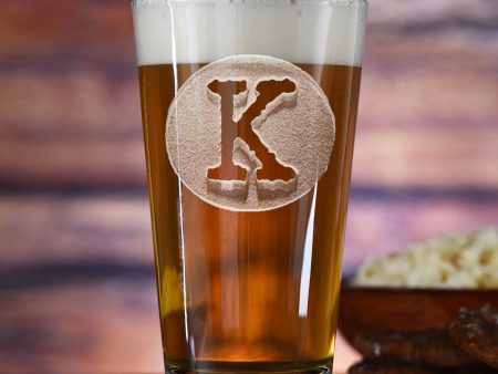 Initial in Circle Pint Pub Glass on Sale