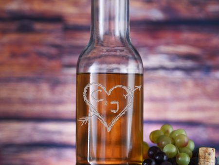 Heart and Arrow Etched Wine Carafe Hot on Sale