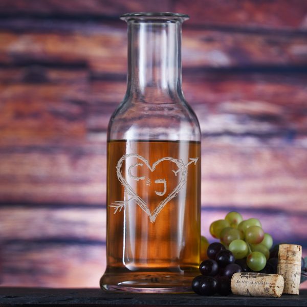 Heart and Arrow Etched Wine Carafe Hot on Sale