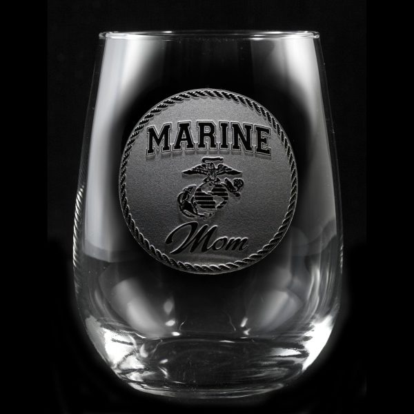 Marine Moms Stemless Wine Glass Cheap