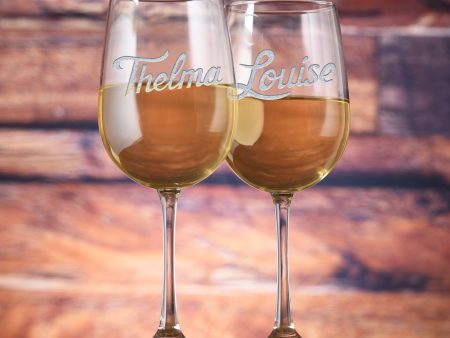 Thelma and Louise Engraved Wine Glass Gift Set Sale