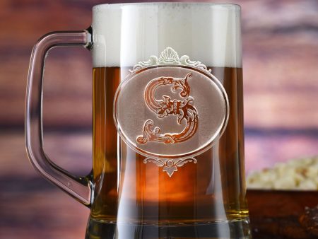 Monogrammed Initial Engraved Beer Glass Mug on Sale