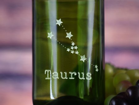 Constellation Zodiac Engraved Green Recycled Wine Bottle Glass Fashion