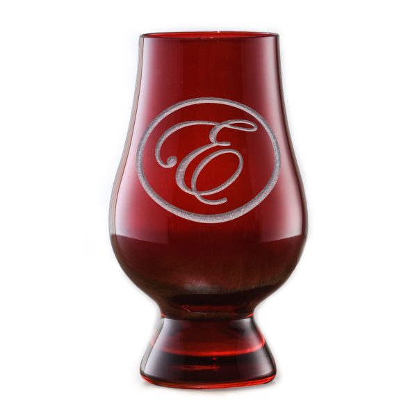 Red Glencairn Whisky Glass With Monogram on Sale