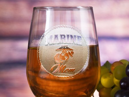 Marine Moms Stemless Wine Glass Cheap