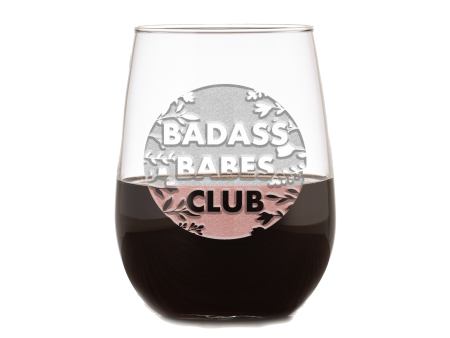 Deep Carved Badass Babes Club Stemless Wine Glass Hot on Sale