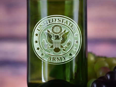 Army Soldier Gift, Engraved Green Wine Bottle Glass For Sale