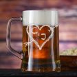 Initials in Heart Engraved Beer Mugs Discount