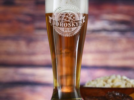 Hops Craft Beer Glass Engraved Discount