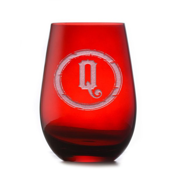 Rustic Monogram Red Stemless Wine Glass Tumbler by Crystal Imagery For Discount