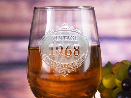 Custom Engraved Vintage Year Stemless Wine Glass Online Sale