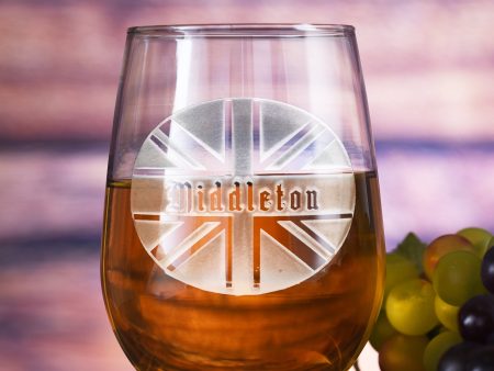 British Flag Personalized Stemless Wine Glass Online now