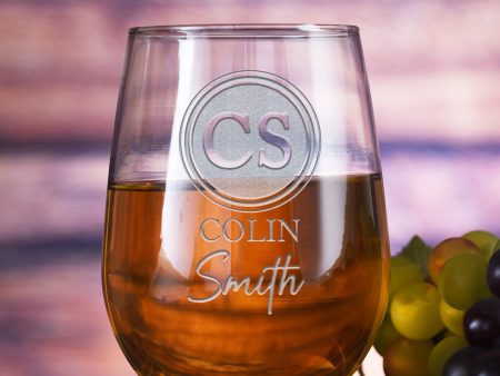 Two Name Monogram Stemless Wine Glass Fashion