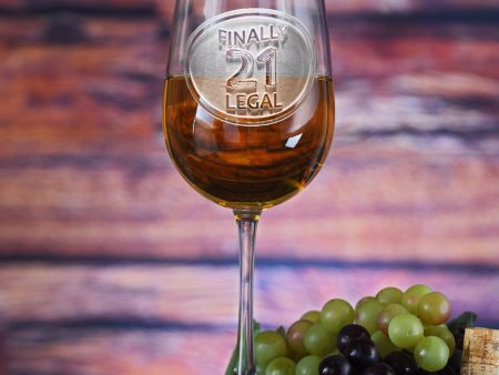 Engraved 21st Birthday Finally Legal Wine Glass For Discount