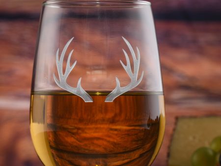 Deer Antlers Stemless Wine Glass Set of 2 Fashion