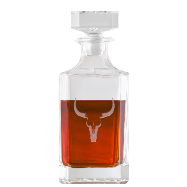 Texas Longhorn Steer Skull Square Whiskey Decanter Hot on Sale