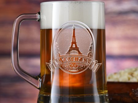 Eiffel Tower Engraved Personalized Beer Mug Sale