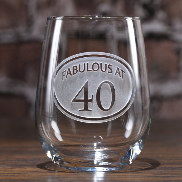 Engraved 40th Birthday Stemless Wine Glass Fashion