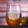 Engraved 40th Birthday Stemless Wine Glass Fashion