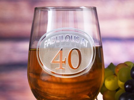 Engraved 40th Birthday Stemless Wine Glass Fashion