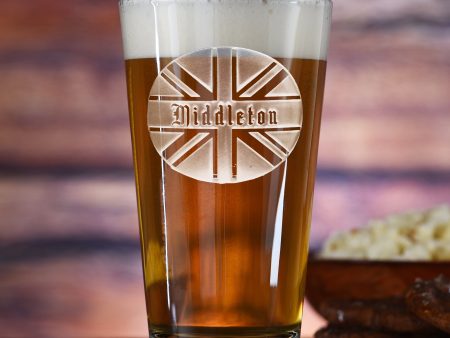 British Flag Monogram Pub Glass on Sale