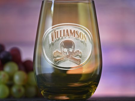 Skull and Bones Engraved Green Stemless Wine Glass Tumbler | Crystal Imagery Hot on Sale