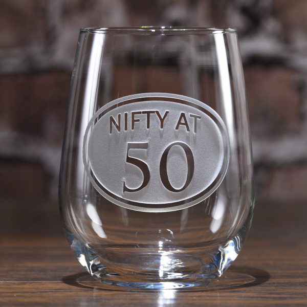 Engraved 50th Birthday Stemless Wine Glass Online Sale