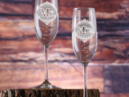 Engraved Mr. and Mrs. Champagne Glasses For Cheap