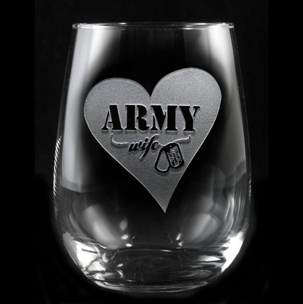 Army Wives Stemless Wine Glass Supply