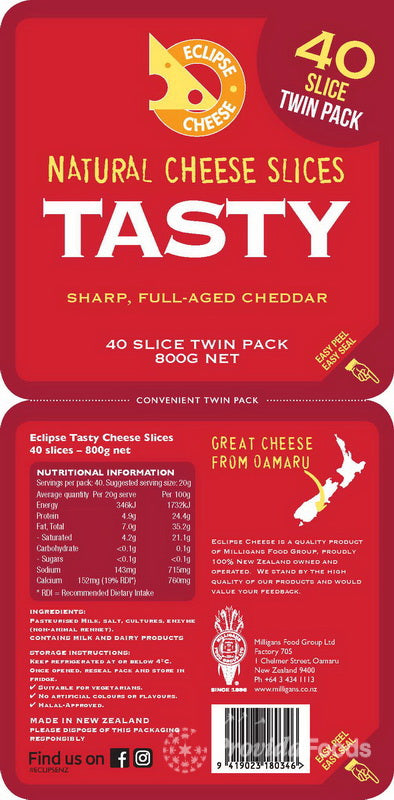 NZ Eclipse cheese Tasty Slices 800g Cheap