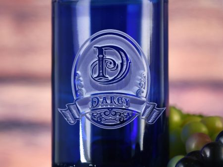 Engraved Cobalt Blue Recycled Wine Bottle Glass Tumbler Fashion