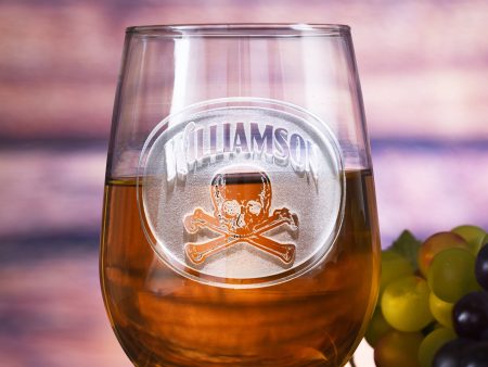 Customized Skull and Bones Stemless Wine Glass Online now