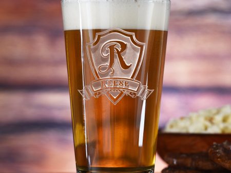 Monogram Shield Pub Glass For Discount