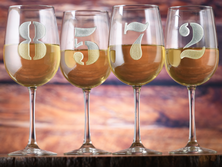 Engraved Numbered 1 thru 8 Wine Glass Set For Discount