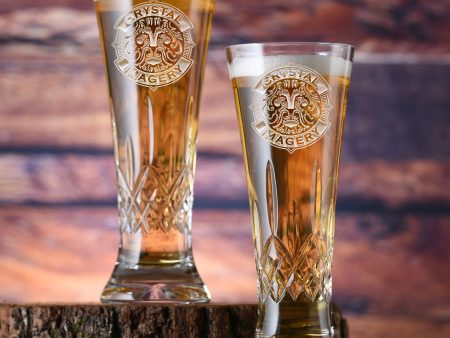 Custom Logo Waterford Crystal Pilsner Glasses, Pair Discount