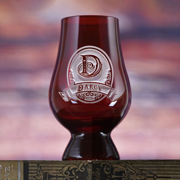 Etched Red Glencairn Whisky Glass on Sale