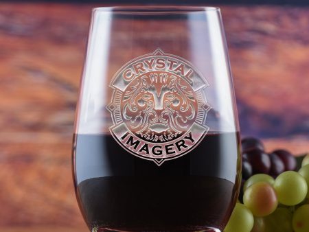 Deep Engraved Your Logo Crystal Stemless Wine Glass by Crystal Imagery Hot on Sale