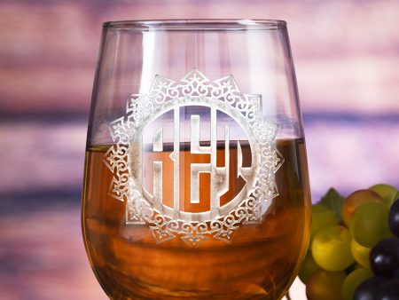 Monogrammed Stemless Wine Glasses Sale