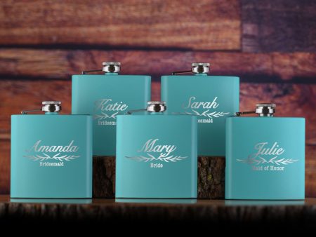 Bridesmaid & Maid of Honor Custom Pocket Flasks - Set of 5 For Discount